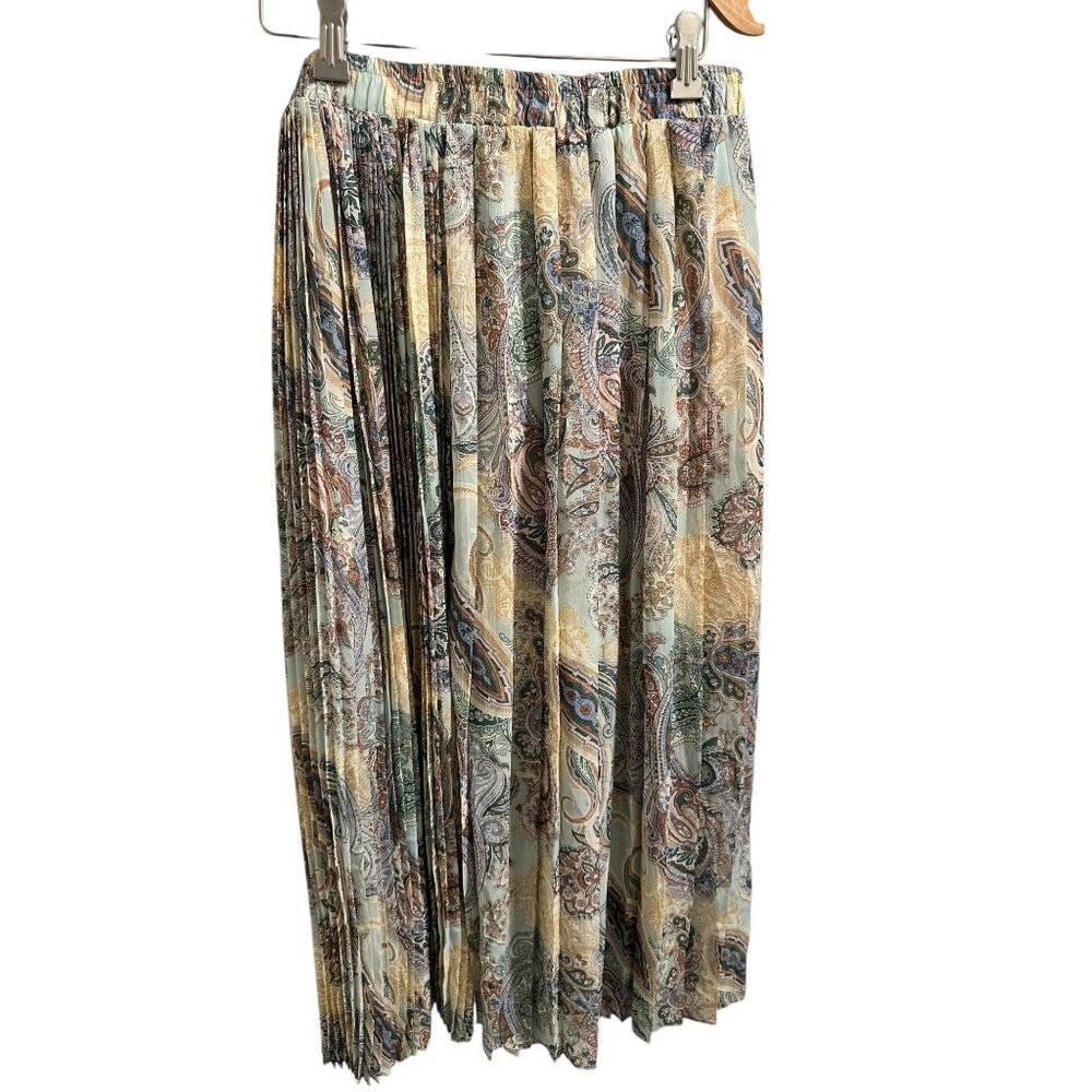 ✌️ 2/$40 ✌️ New Pleated Paisley Print Maxi Skirt By The River Size L Multicolor